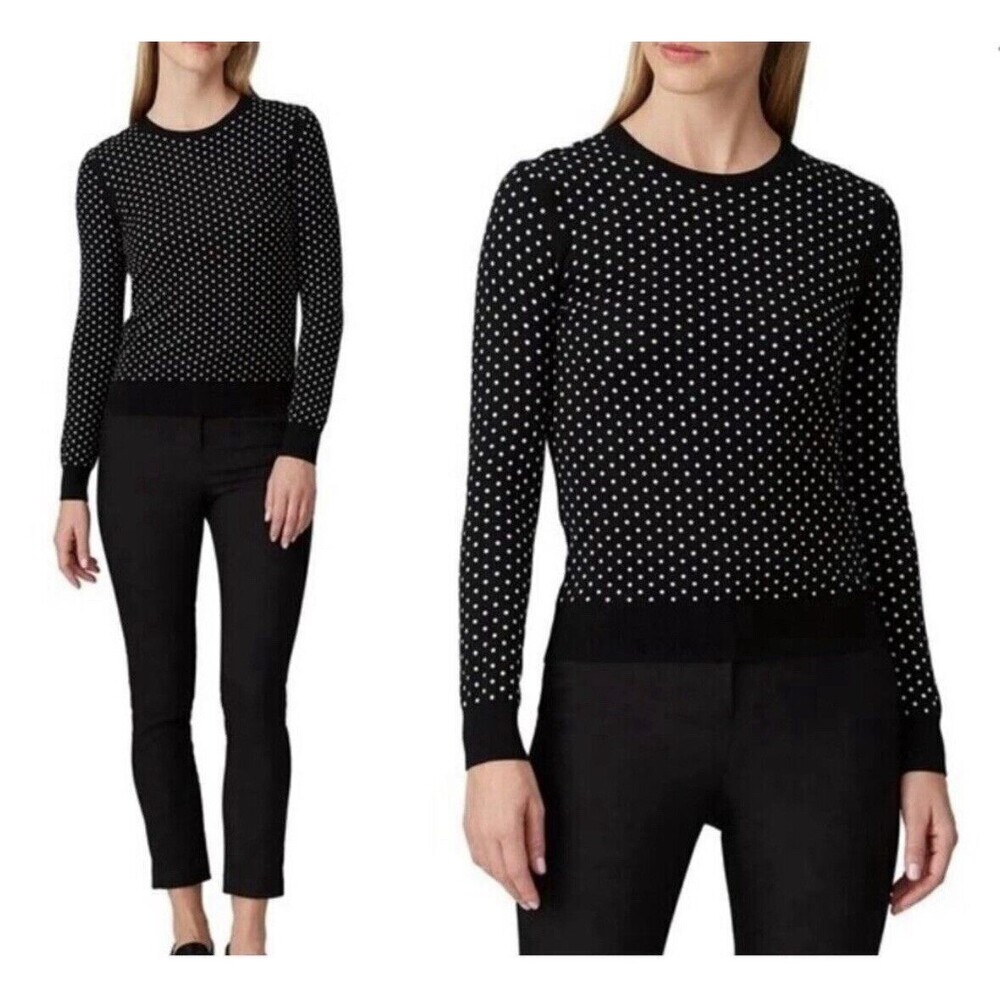 Theory Black White Polka For Wool Sweater P MSRP $345